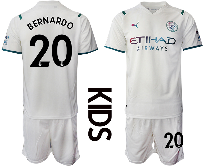 Youth 2021-2022 Club Manchester City away white #20 Soccer Jersey